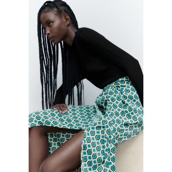 NWT ZARA GEOMETRIC PRINT MIDI SKIRT - Picture 6 of 16